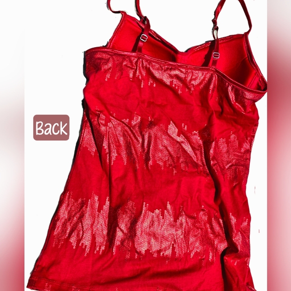 🟣 Glo Jeans Red Metallic Padded Tank Top Size XL - Picture 4 of 7